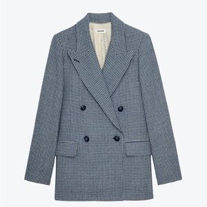 ZADIG&VOLTAIRE View Check Houndstooth Navy & White Double breasted blazer